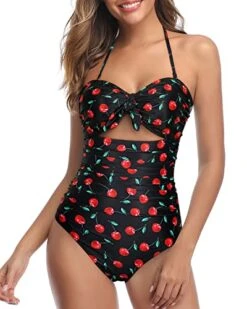High Waisted Knot Bathing Suit Halter Backless One Piece Swimsuits-Black Cherry -Bikini Beach Shop 41CDQjEWebL 29d101a9 a849 4b08 a0e1 2dd4b8fa8477