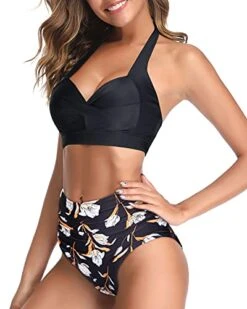 Halter Neck High Waist Bikini Push Up Bra For Women-Black Floral -Bikini Beach Shop 41CRmoOhgPL e5d8b8f7 099d 4580 9d02 c72fdbcd1f15