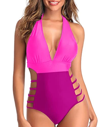 Women's High Leg Cutout One Piece Swimsuits Plunge V Neck Swimwear 2 Women's High Leg Cutout One Piece Swimsuits Plunge V Neck Swimwear - Image 2
