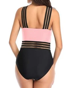 Removable Padded Push Up Bras Sexy One Piece Swimsuits-Pink And Black 6 Removable Padded Push Up Bras Sexy One Piece Swimsuits-Pink And Black -Bikini Beach Shop 41CarcxtCyL
