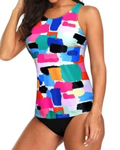 Trendy High Neck Tankini Top Bottoms For Teens-Aqua -Bikini Beach Shop 41Ct4bf0PVL