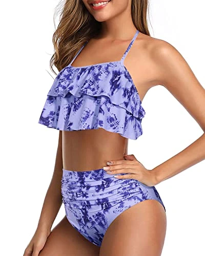 Flattering Two Piece Swimsuit For Summer Vacation-Blue Tie Dye 1 Flattering Two Piece Swimsuit For Summer Vacation-Blue Tie Dye