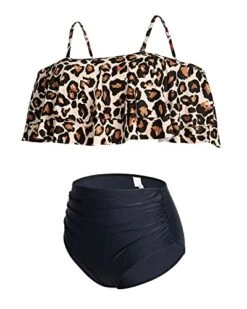 Flirty Ruffle Off Shoulder High Waisted Bikini Set Swimsuit-Black And Leopard -Bikini Beach Shop 41Dy5gRsgmL 1749a5ab af36 4d71 8991 23b14df3e259