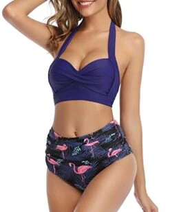 Adjustable Halter Neck Two Piece Swimsuit High Waist Bottom-Blue Flamingo -Bikini Beach Shop 41EBV7iZMpL c9c22dc7 eed9 4d65 9fe6 a7ad3d2c9413