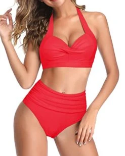 High Waisted Figure-Flattering Halter Push Up Bikini-Neon Red 7 High Waisted Figure-Flattering Halter Push Up Bikini-Neon Red -Bikini Beach Shop 41FurY MZTL 7c96e737 6b41 4d2b a3da 41089514720d