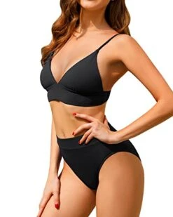 Sexy High Waisted Bikini Set Two Piece Triangle Bathing Suits-Black -Bikini Beach Shop 41Gsa7xrf2L