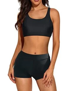 Trendy Criss Cross Scoop Neck 3 Piece Tankini Swimsuits For Women-Black -Bikini Beach Shop 41HgbHsKiVL