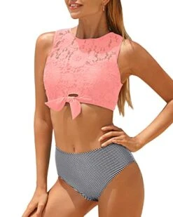 Lace-Up High Waisted Bikini Women's Two Piece Swimsuit With Tie Knot Front 6 Lace-Up High Waisted Bikini Women's Two Piece Swimsuit With Tie Knot Front -Bikini Beach Shop 41Hmj3LkIaL