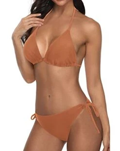 Summer Beach Cheeky Triangle Bikini Bathing Suit-Brown -Bikini Beach Shop 41JCp7dWOYL