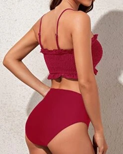 Push Up Bra Adjustable Shoulder Straps And Ruffled Bikini-Red -Bikini Beach Shop 41JLVchunxL