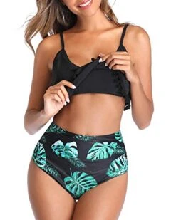 Scoop Neckline Padded Bras High Waisted Bikini-Black Leaf -Bikini Beach Shop 41JOZEZ0WnL 0802e71b 2154 4d28 8fa2 ba603ed14f43