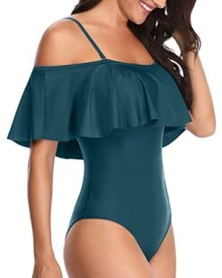 Off Shoulder Long Torso Vintage One Piece Swimsuits-Teal -Bikini Beach Shop 41JPqvyOqwL 8a126578 d51c 40f5 a7e2 41ab541d02f6