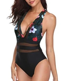 Comfy Padded Push Up V Neck One Piece Swimsuits-Black Floral 6 Comfy Padded Push Up V Neck One Piece Swimsuits-Black Floral -Bikini Beach Shop 41JRmLvuxvL 6290459e 62f2 43d8 acd8 5ed05a04aed1