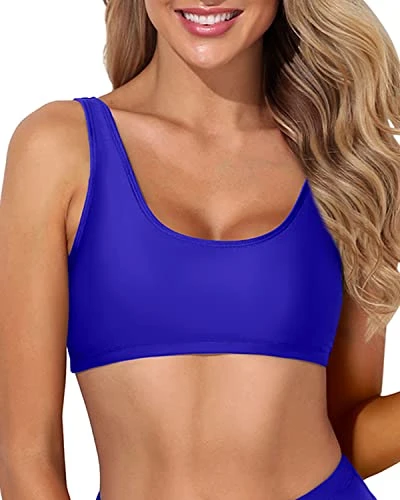 Push Up Scoop Neck Sports Bra Bikini Top For Teen Girls-Royal Blue 1 Push Up Scoop Neck Sports Bra Bikini Top For Teen Girls-Royal Blue