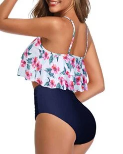 High Waisted Ruffle Bikini Adjustable Spaghetti Straps-White And Blue Floral 6 High Waisted Ruffle Bikini Adjustable Spaghetti Straps-White And Blue Floral -Bikini Beach Shop 41JbVf fq L c8778743 e00e 4106 9766 15fb6c81a1c6