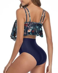 Tummy Control Women Ruffled Flounce Bikini Swimsuit-Blue Colorul Flowers 7 Tummy Control Women Ruffled Flounce Bikini Swimsuit-Blue Colorul Flowers -Bikini Beach Shop 41KIu Y2LDL