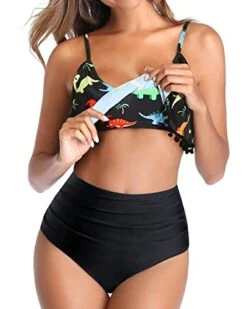 High Waisted Two Piece Bikini Swimsuit Ruffle Flounce Trim-Black Dinosaur -Bikini Beach Shop 41Kb2Ca9UnL cc8d3f0a 9276 4bc4 a17d 512de10c147c