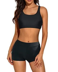 Women's 3 Piece Scoop Neck Criss Cross Tankini Swimsuits-Teal -Bikini Beach Shop 41LO1XB1PYL