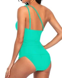 Slimming Tummy Control One Shoulder Tankini Swimsuit For Women-Green 7 Slimming Tummy Control One Shoulder Tankini Swimsuit For Women-Green -Bikini Beach Shop 41LbpVwd2OL