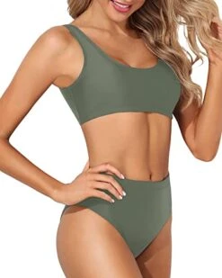 Crop Top High Waisted Bikini Set Sports Two Piece Bikini For Women-Army Green -Bikini Beach Shop 41M3Mr113zL 44862b45 fd0d 467f bbf3 83f6c1dbb9ac