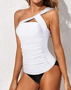 Women's Tankini One Shoulder Top & Slim Fit Shorts-White -Bikini Beach Shop 41MB rHfZFL 6fb75217 d6bf 40ea b6bf 167faf1b3ed9