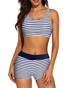 3 Piece Women's Scoop Neck Criss Cross Tankini Swimsuits-Blue White Stripe 7 3 Piece Women's Scoop Neck Criss Cross Tankini Swimsuits-Blue White Stripe -Bikini Beach Shop 41MHGcojGbL f5418e57 23a5 4d72 8b45 744a142348e4