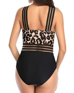 Vibrant Color One Piece Front Crossover Swimwear-Black And Leopard -Bikini Beach Shop 41MqvYcYG7L 6fb66f17 67f3 4427 af75 c5134c1e20e6