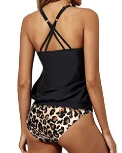 Attractive Scoop Neck Striped Tankini For Girls-Black And Leopard -Bikini Beach Shop 41MynGw62rL 46f044e3 9daf 439f 9f07 2a7ecf285e25