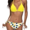 Adjustable Ties At Neck & Back Triangle Bikini For Summer Beach-Yellow Pineapple