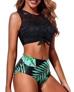 Trendy Two Piece Swimwear Women's Lace-Up High Waisted Bikini With Front Tie Knot 7 Trendy Two Piece Swimwear Women's Lace-Up High Waisted Bikini With Front Tie Knot -Bikini Beach Shop 41NPGDwZIEL