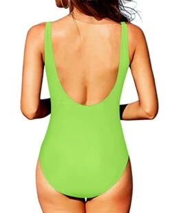 Vintage Tummy Control Bathing Suits Padded Push Up Bra Ruched Tummy Control Swimwear-Neon Green -Bikini Beach Shop 41NeUDkFSjL
