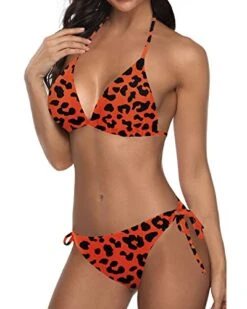 Alluring Tie Side Bottom Bikini Sets For Women-Orange And Leopard -Bikini Beach Shop 41OUKQGAbdL