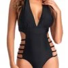 Cutout Monokini Sexy One Piece Swimsuits-Black