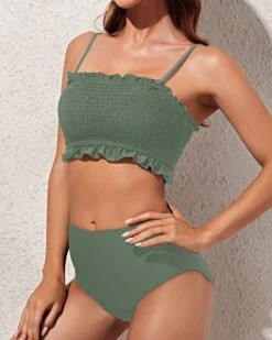 Women Two Piece Bandeau Bikini Smocked 2 Piece Swimsuit-Army Green -Bikini Beach Shop 41Pg61P96mL 2f69bd6b 2468 4548 b71d 3282e2ac6b13