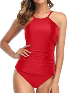 Adjustable Neckline Tankini High Cut Bottom-Red -Bikini Beach Shop 41PqBIo 1gL 298be95f 88b2 465f b481 1db4aff3de4e