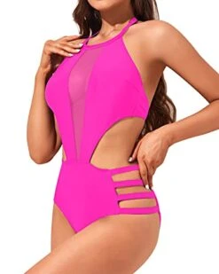 Removable Padded Push Up Bra One Piece Monokini Swimwear-Neon Pink -Bikini Beach Shop 41Q5Bb6FcLL