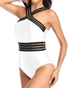 Mesh Panel Design One Piece Tummy Control Bathing Suit-White -Bikini Beach Shop 41QBdllD8IL 18d61f67 3a70 4ead bd60 fa7a75a03ac7