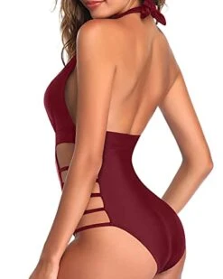 Push-Up Bra Removable One Piece Swimsuits Backless One Piece Swimsuits-Maroon -Bikini Beach Shop 41QEcegdgxL 26321c24 026f 4535 b81e 44168ca52e0f