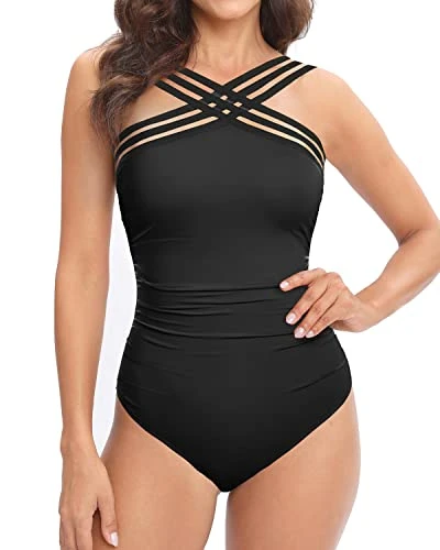Sexy Crisscross Mesh Strap One Piece Swimwear For Women-Black 2 Sexy Crisscross Mesh Strap One Piece Swimwear For Women-Black - Image 2