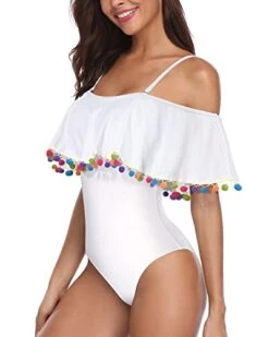 Flounce Retro Bathing Suit For Women One Piece Swimwear-White -Bikini Beach Shop 41RneIMY 7L 09ca9c3f 3f08 4c93 b39a 76f6d0a65654
