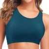 Swim Crop Top Women's Sports Bra Swimsuit Top High Neck Bikini Top