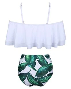 Fashionable Off Shoulder Tummy Control Bikini Set-White Leaf -Bikini Beach Shop 41TN3HujayL d6b502d5 30fe 4fd3 811e aed0cfb7cd42
