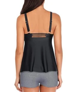 Full Coverage Tankini Tops Shorts Two Piece Tankini Swimsuits-Black Stripe -Bikini Beach Shop 41TdwZ 2wjL dce8679f 5cce 489a 8450 f97e9c92506c