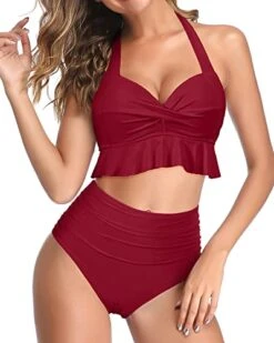 2 Piece Push Up Ruffle Bikini Womens Tummy Control Swimsuits-Red -Bikini Beach Shop 41TpwvJH AL 6f5ece9c 4e69 47a8 bd9b 7d1edfd0e104
