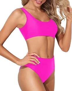 Cheeky High Waisted Bathing Suit Crop Top High Cut Swimsuit-Neon Pink 6 Cheeky High Waisted Bathing Suit Crop Top High Cut Swimsuit-Neon Pink -Bikini Beach Shop 41UJNKCQNvL b9297ee9 0915 4529 b1a6 765116597fca