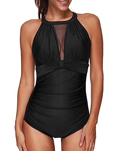 Padded Push-Up Bra Plunge Monokini Women One Piece Swimsuit-Black 1 Padded Push-Up Bra Plunge Monokini Women One Piece Swimsuit-Black