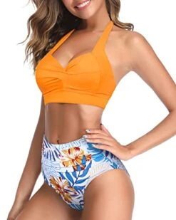 Women's Two Piece Highwaist Bikini Bathing Suit Figure-Flattering Pleated Front Panel-Yellow Floral -Bikini Beach Shop 41VMOnfK8dL d9724c1d 78b0 4de5 8f9a 0eb239f2f602