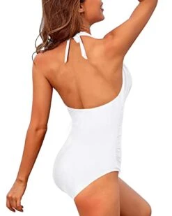 Sexy Ruched Slimming Bathing Suits Backless Swimwear-White 6 Sexy Ruched Slimming Bathing Suits Backless Swimwear-White -Bikini Beach Shop 41VOSkUGVOL