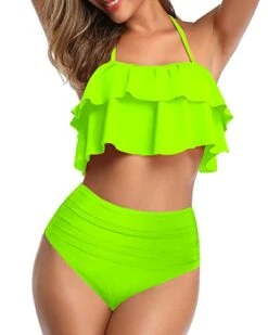 Glamorous High Waisted Bikini Set Tiered Ruffles For Women-Neon Green -Bikini Beach Shop 41VRrLkhFnL 74726c7d 29f2 4d0b 9391 6af82466c453