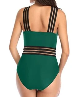 Wide Mesh Shoulder Straps One Piece Front Crossover Swimwear-Emerald Green -Bikini Beach Shop 41VxrvAk7uL 0256d5b7 0c39 412e a74a bc1938ab308e